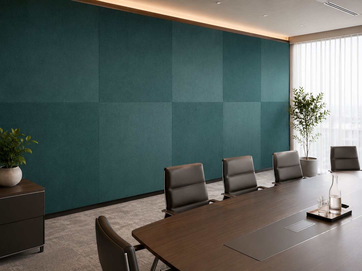 Acoustic noticeboard tiles in London boardroom